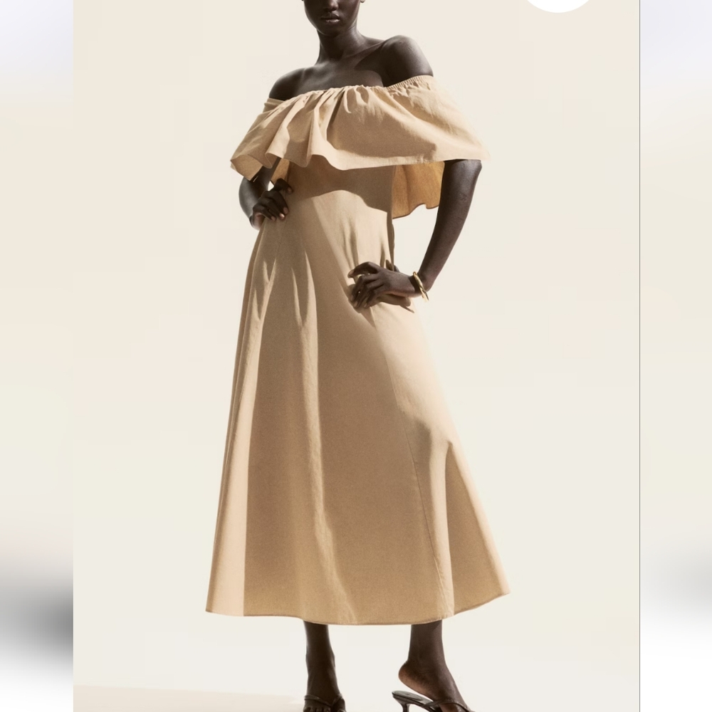H&M Strapless Tan Maxi Dress